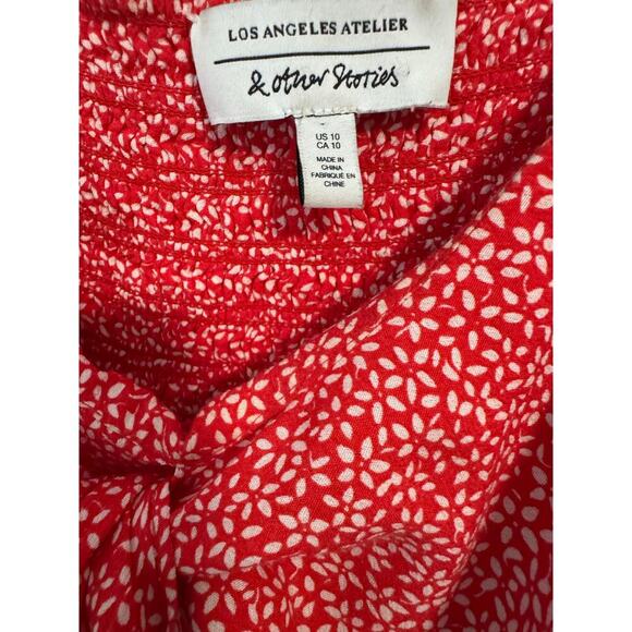 & Other Stories 10 crepe cropped top bow ruffled tied front side zip closure - Picture 6 of 11